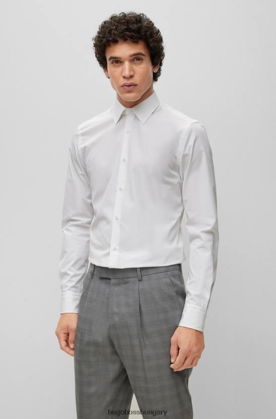 Hugo Boss vékony szabású ing olasz pamut poplin fehér hugo anyagból 80P63750 fehér