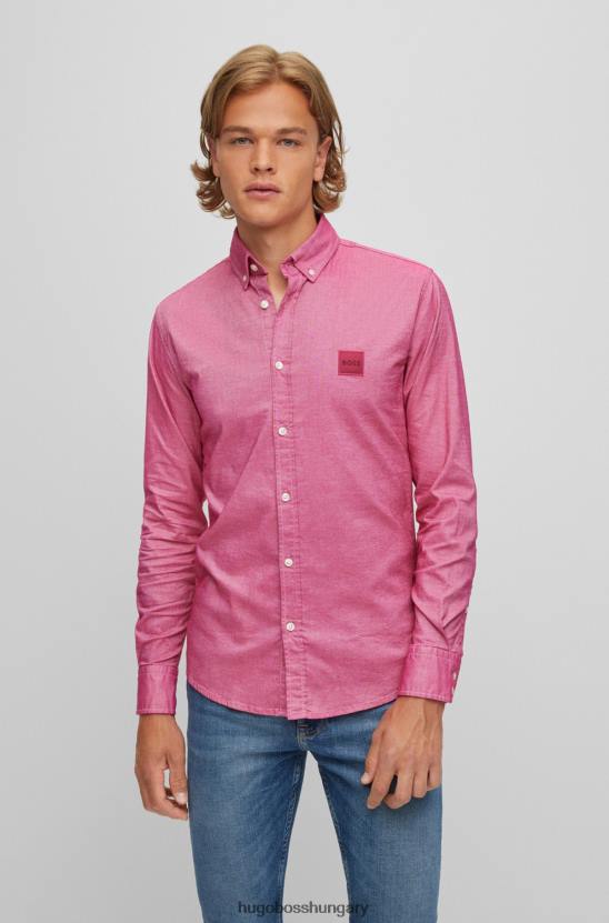 Hugo Boss vékony szabású ing oxford stretch pamut rózsaszín hugo anyagból 80P61728 rózsaszín