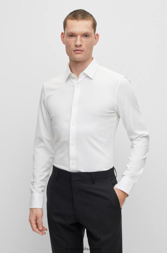 Hugo Boss vékony szabású ing teljesítmény-sztreccs pamut-keverék dzsörzé fehér hugo anyagból 80P61914 fehér