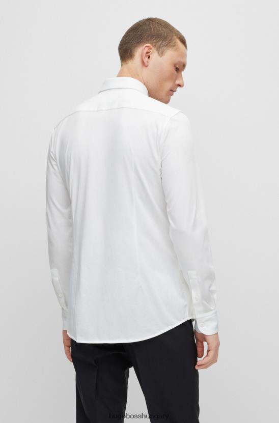 Hugo Boss vékony szabású ing teljesítmény-sztreccs pamut-keverék dzsörzé fehér hugo anyagból 80P61914 fehér