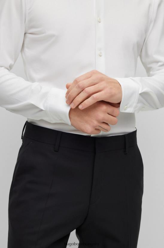 Hugo Boss vékony szabású ing teljesítmény-sztreccs pamut-keverék dzsörzé fehér hugo anyagból 80P61914 fehér