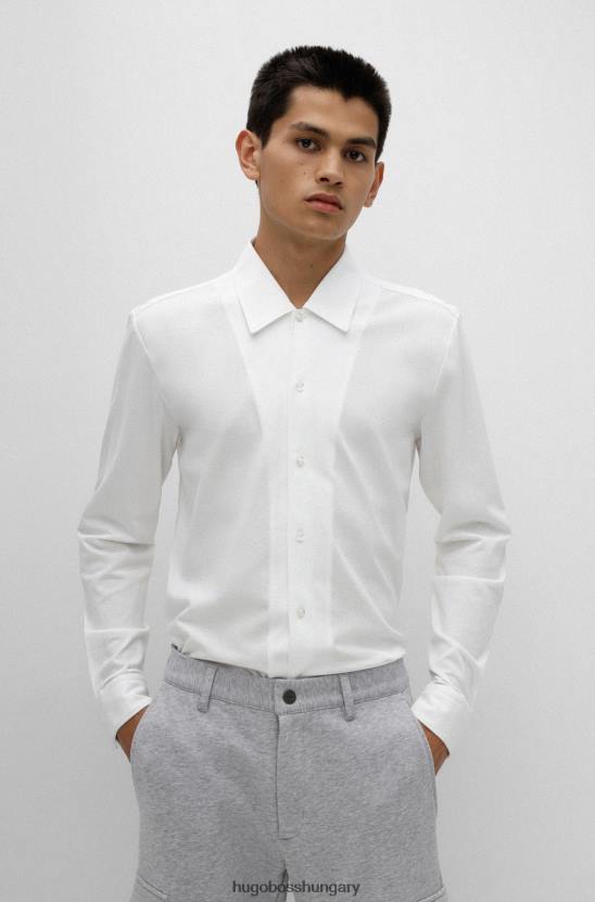 Hugo Boss vékony szabású pamutdzsörzé piquã© hugo fehér ing 80P64239 fehér