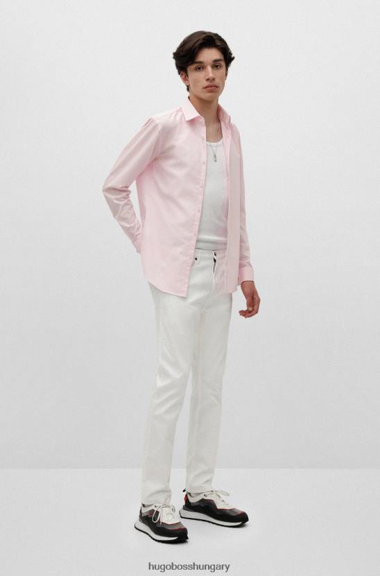 Hugo Boss világos rózsaszín hugo slim-fit ing könnyen vasalható pamut poplinból 80P64101 világos rózsaszín