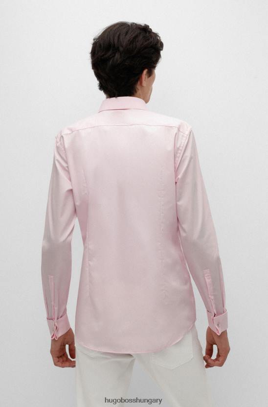 Hugo Boss világos rózsaszín hugo slim-fit ing könnyen vasalható pamut poplinból 80P64101 világos rózsaszín