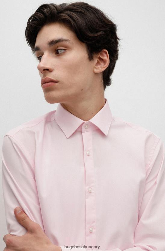 Hugo Boss világos rózsaszín hugo slim-fit ing könnyen vasalható pamut poplinból 80P64101 világos rózsaszín