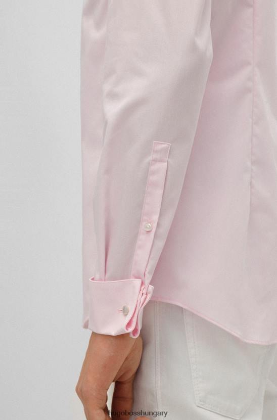 Hugo Boss világos rózsaszín hugo slim-fit ing könnyen vasalható pamut poplinból 80P64101 világos rózsaszín