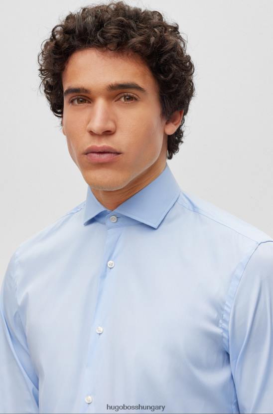 Hugo Boss világoskék vékony szabású ing könnyen vasalható pamutkeverék poplin hugo anyagból 80P61945 világoskék