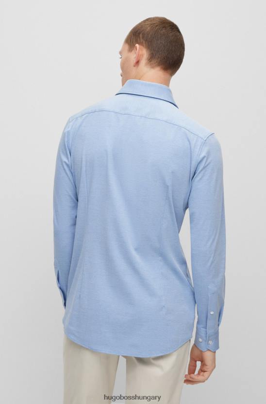 Hugo Boss világoskék vékony szabású ing pamutkeverék hugo anyagból 80P64597 világoskék