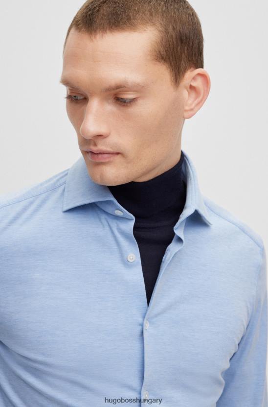 Hugo Boss világoskék vékony szabású ing pamutkeverék hugo anyagból 80P64597 világoskék