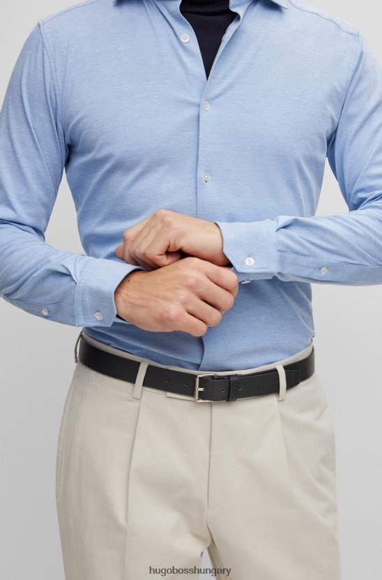 Hugo Boss világoskék vékony szabású ing pamutkeverék hugo anyagból 80P64597 világoskék