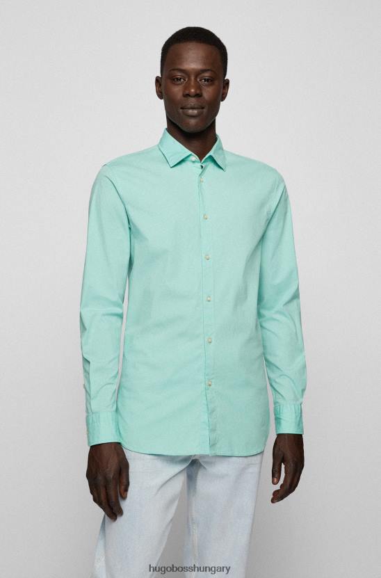 Hugo Boss világoszöld karcsúsított ing sztreccs pamut poplin hugo anyagból 80P61933 világos zöld