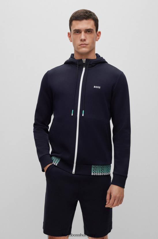 Hugo Boss cipzáras kapucnis pulcsi többszínű logóval hugo sötétkék 80P63959 sötétkék