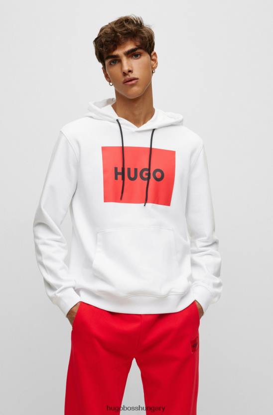 Hugo Boss fehér hugo logóval nyomtatott kapucnis frottír 80P64208 fehér