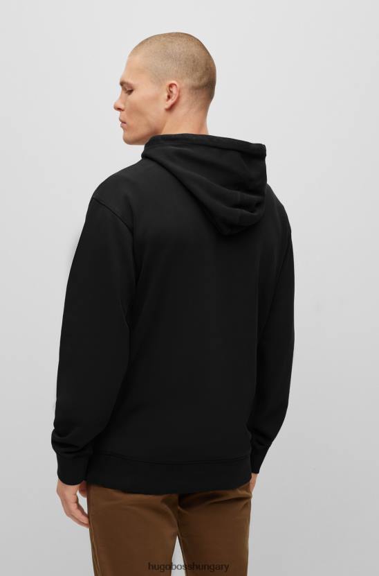 Hugo Boss fekete ruhafestett pamut frottír kapucnis kapucnis tonális logóval hugo 80P61681 fekete