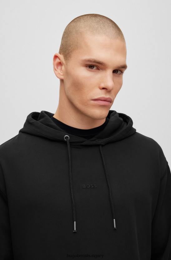 Hugo Boss fekete ruhafestett pamut frottír kapucnis kapucnis tonális logóval hugo 80P61681 fekete