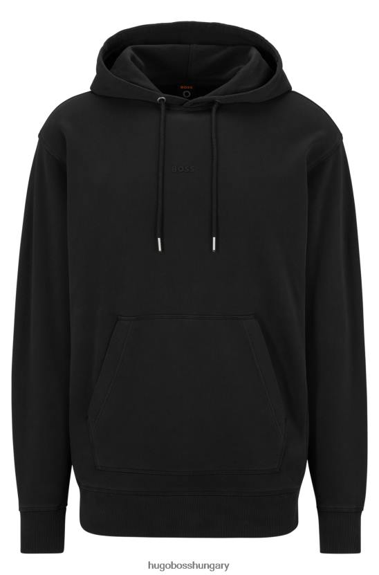 Hugo Boss fekete ruhafestett pamut frottír kapucnis kapucnis tonális logóval hugo 80P61681 fekete