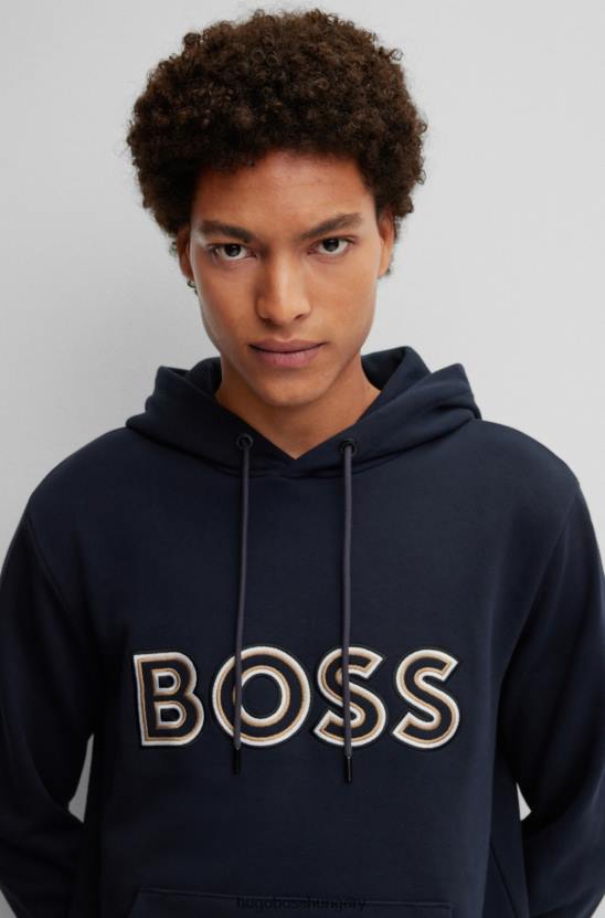 Hugo Boss frottír kapucnis kapucnis logó 80P61483 sötétkék