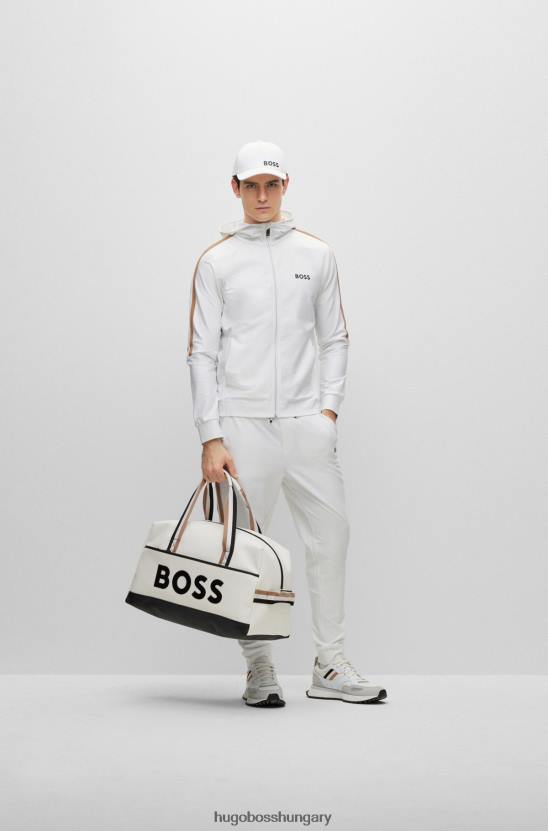 Hugo Boss hugo fehér cipzáras kapucnis kapucnis, logóval ellátott aktív-sztreccs trikó 80P63561 fehér