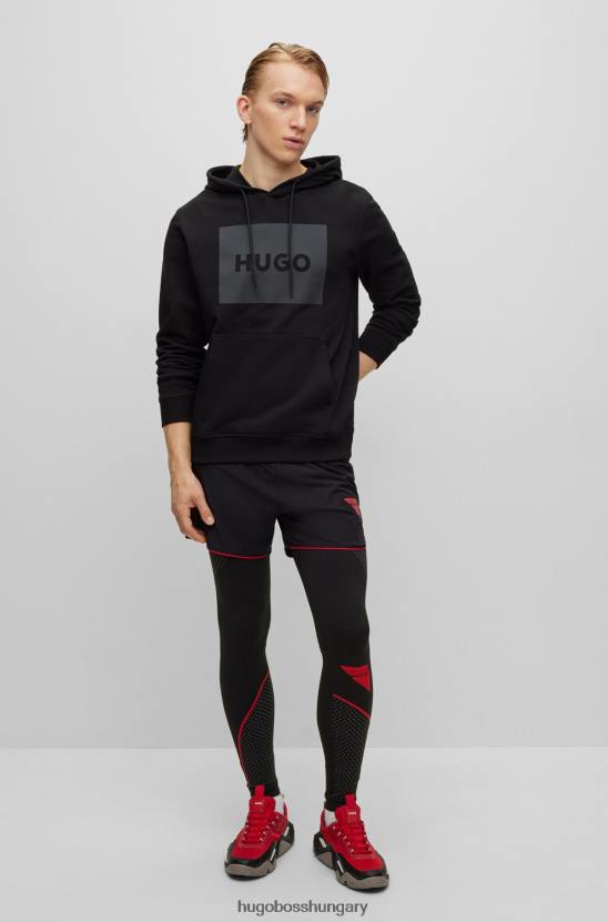 Hugo Boss hugo logóval nyomtatott kapucnis francia frottír fekete színben 80P64210 fekete