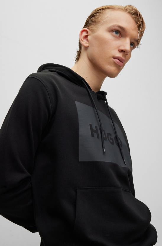 Hugo Boss hugo logóval nyomtatott kapucnis francia frottír fekete színben 80P64210 fekete