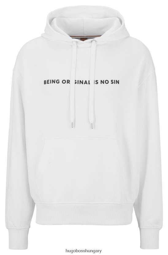 Hugo Boss laza szabású pamut frottír kapucnis pulcsi frida kahlo grafikus fehér hugoval 80P6915 fehér
