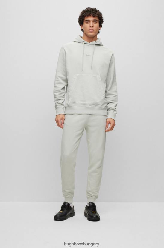 Hugo Boss ruhára festett pamut-frottír kapucnis tónusos logóval világosszürke hugo 80P61680 világos szürke