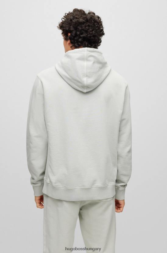 Hugo Boss ruhára festett pamut-frottír kapucnis tónusos logóval világosszürke hugo 80P61680 világos szürke