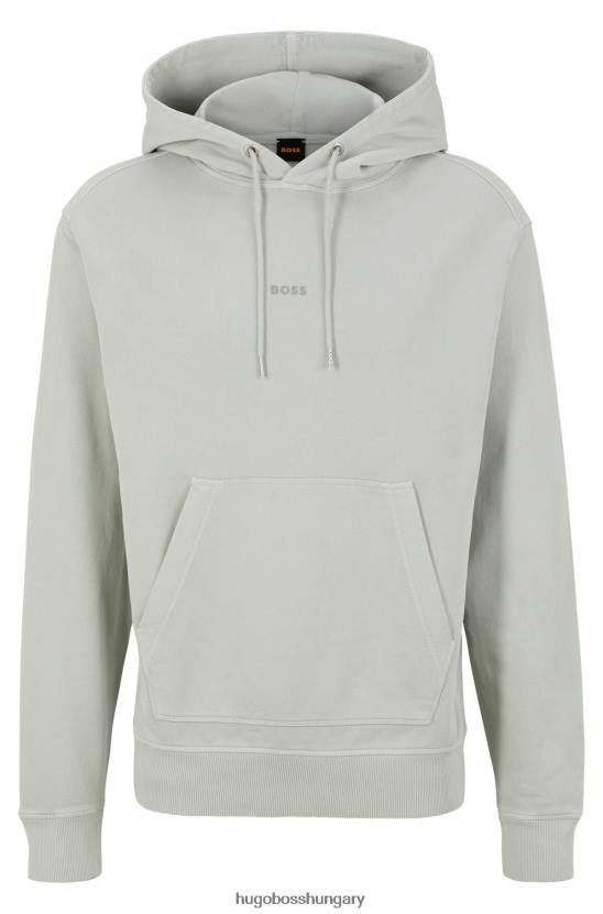Hugo Boss ruhára festett pamut-frottír kapucnis tónusos logóval világosszürke hugo 80P61680 világos szürke