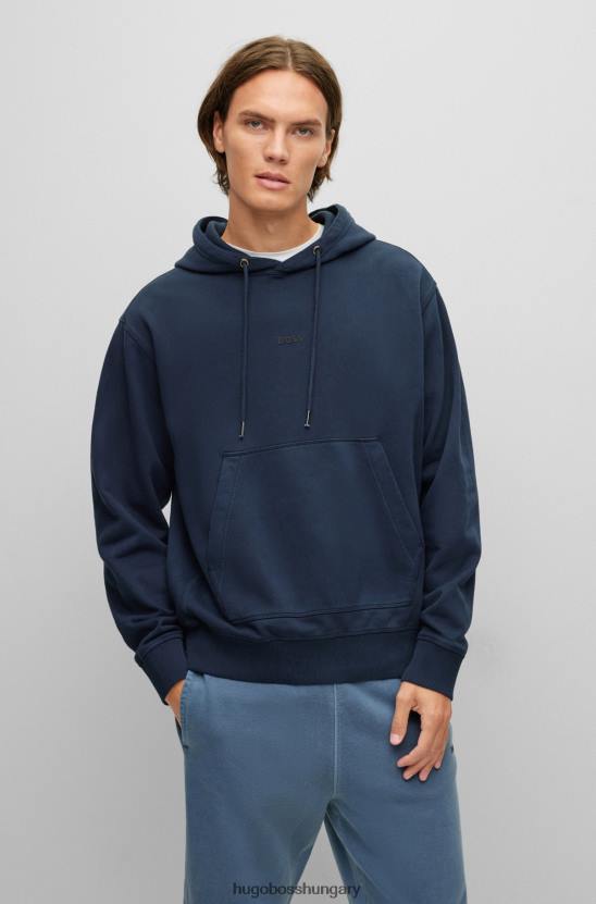 Hugo Boss sötétkék hugo ruhafestett pamut frottír kapucnis tónusos logóval 80P61677 sötétkék