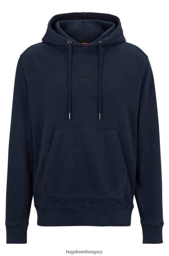 Hugo Boss sötétkék hugo ruhafestett pamut frottír kapucnis tónusos logóval 80P61677 sötétkék