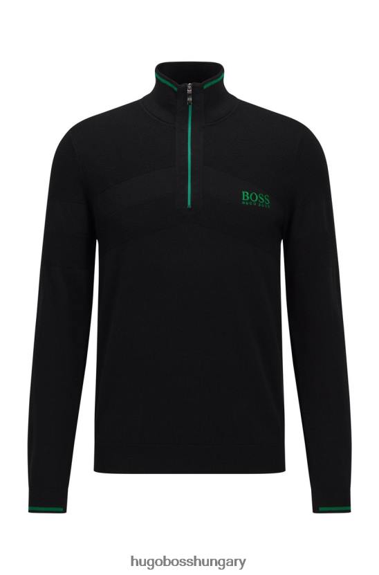 Hugo Boss kötött félcipzáras zeci 50456127 fekete 80P6213 fekete/khaki