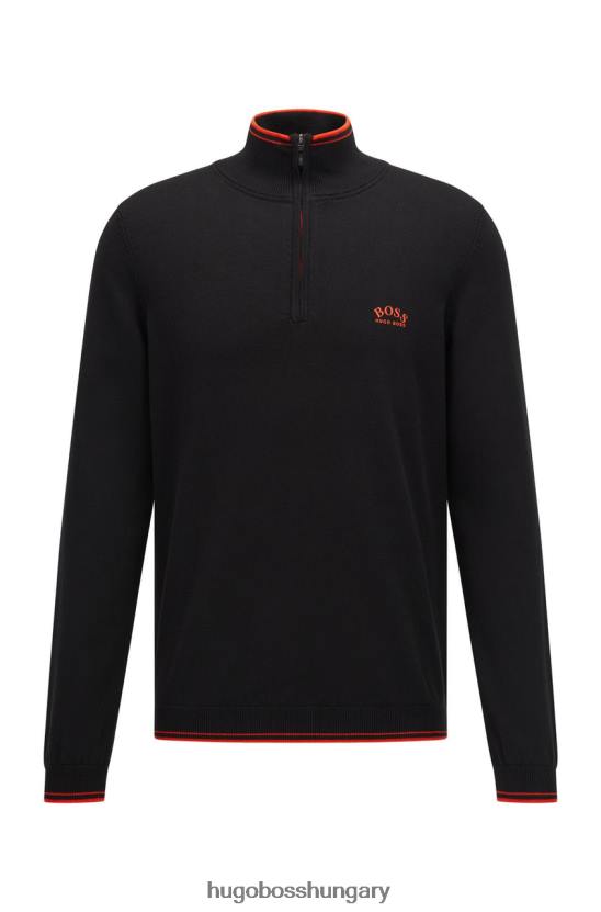 Hugo Boss kötött félcipzáras zitom 50456100 fekete 80P6211 fekete/fehér/narancs