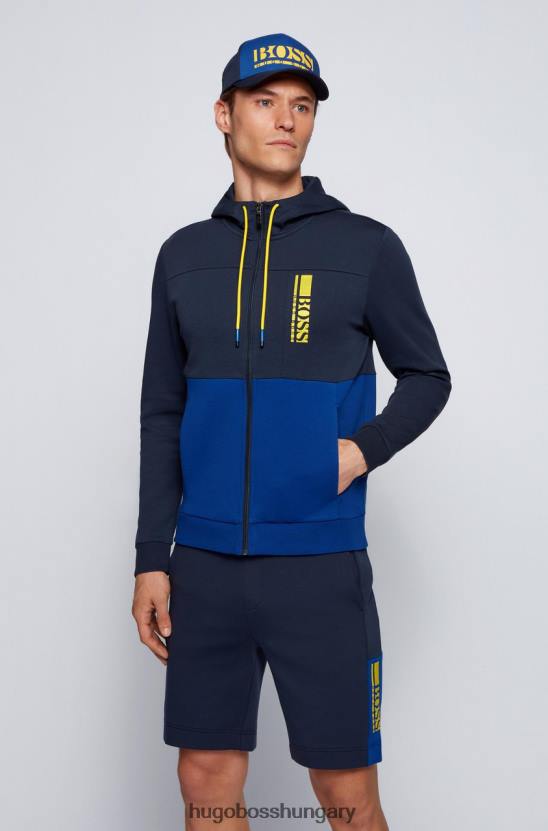 Hugo Boss cipzáras kapucnis, 50447024 sötétkék 80P6239 sötétkék/szürke/narancs