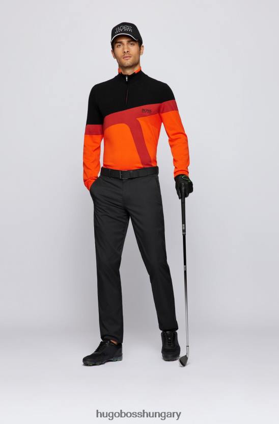 Hugo Boss kötött félcipzáras zetto 50456148 fekete 80P6212 fekete/narancs