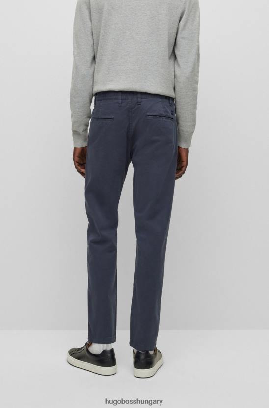 Hugo Boss Kúpos szabású chinos átfestett stretch-pamut szatén sötétkék hugo 80P61259 sötétkék