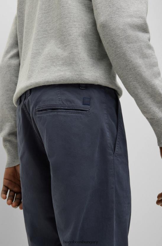 Hugo Boss Kúpos szabású chinos átfestett stretch-pamut szatén sötétkék hugo 80P61259 sötétkék