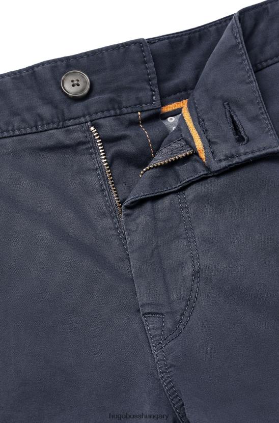 Hugo Boss Kúpos szabású chinos átfestett stretch-pamut szatén sötétkék hugo 80P61259 sötétkék
