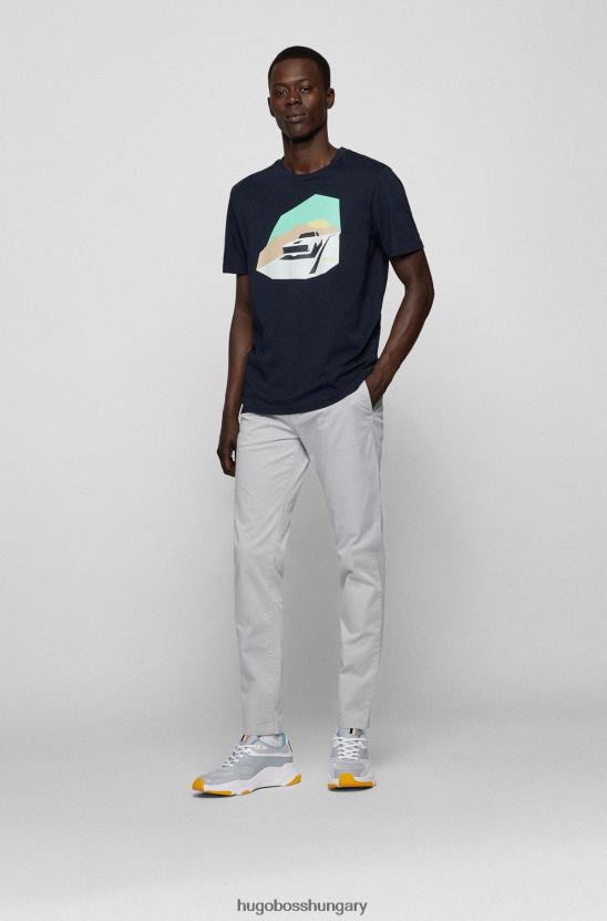 Hugo Boss Kúpos szabású chinos átfestett stretch-pamut szatén világosszürke hugo 80P61265 világos szürke