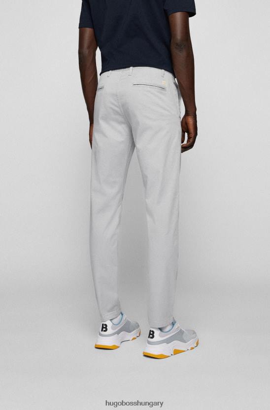 Hugo Boss Kúpos szabású chinos átfestett stretch-pamut szatén világosszürke hugo 80P61265 világos szürke
