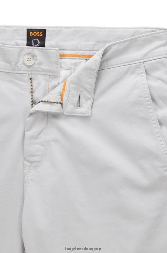 Hugo Boss Kúpos szabású chinos átfestett stretch-pamut szatén világosszürke hugo 80P61265 világos szürke