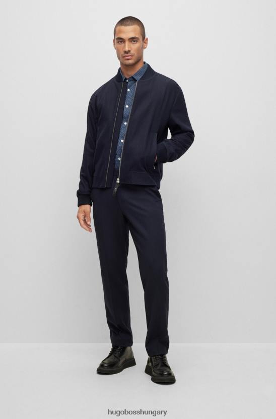 Hugo Boss Sötétkék hugo normál szabású nadrág mikromintás sztreccs anyagból 80P63785 sötétkék