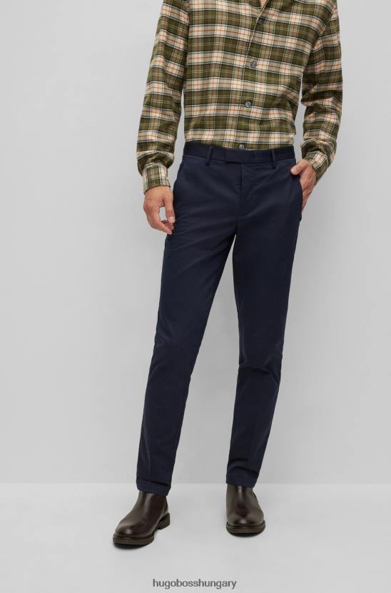 Hugo Boss Sötétkék hugo slim-fit nadrág pamut keverékből selyemmel 80P62727 sötétkék