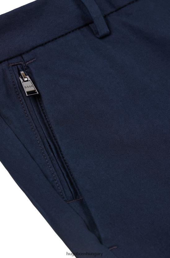 Hugo Boss Sötétkék hugo vékony szabású nadrág elülső ráncokkal, pamutkeverékből 80P62555 sötétkék
