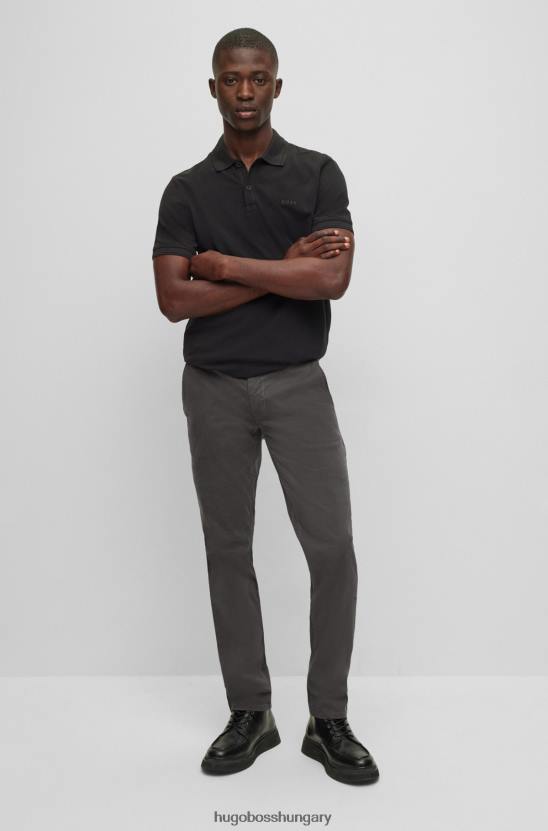 Hugo Boss Sötétszürke vékony szabású nadrág sztreccs pamut szatén hugo anyagból 80P6964 sötétszürke