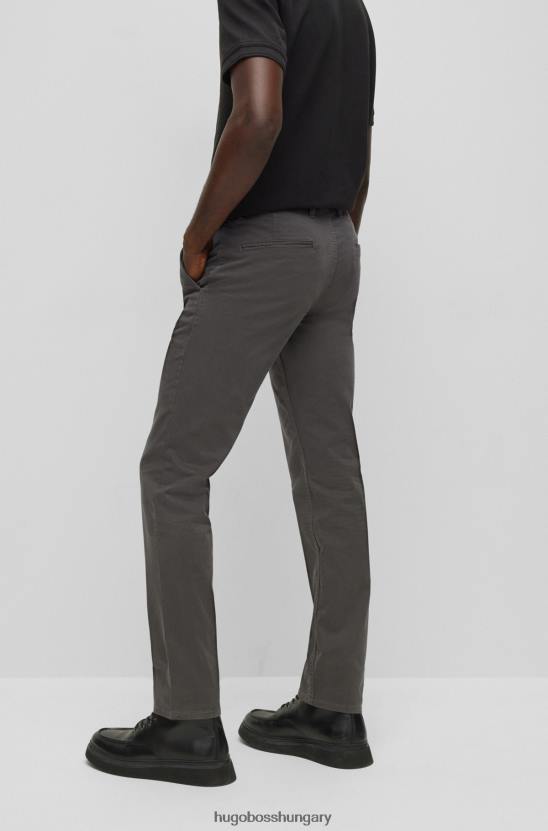 Hugo Boss Sötétszürke vékony szabású nadrág sztreccs pamut szatén hugo anyagból 80P6964 sötétszürke