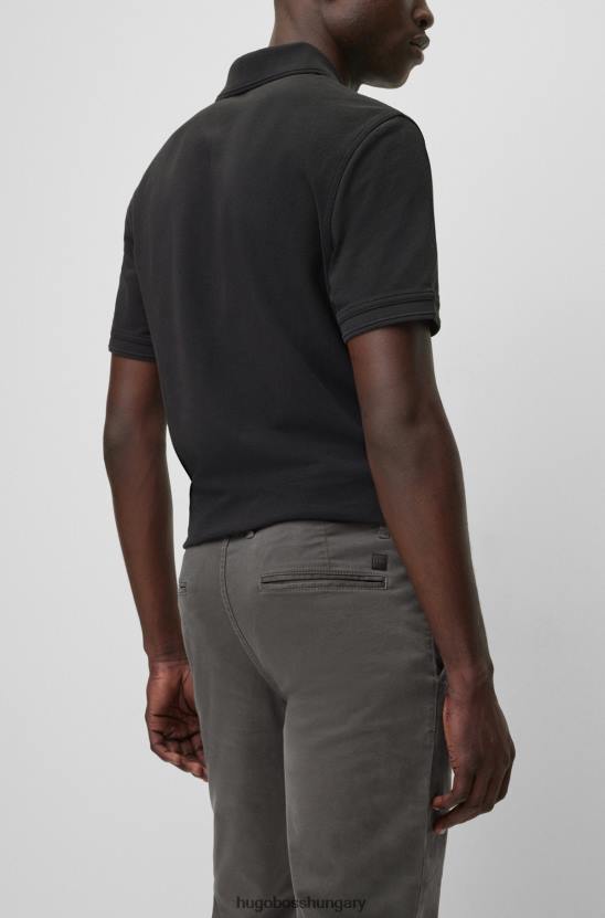 Hugo Boss Sötétszürke vékony szabású nadrág sztreccs pamut szatén hugo anyagból 80P6964 sötétszürke