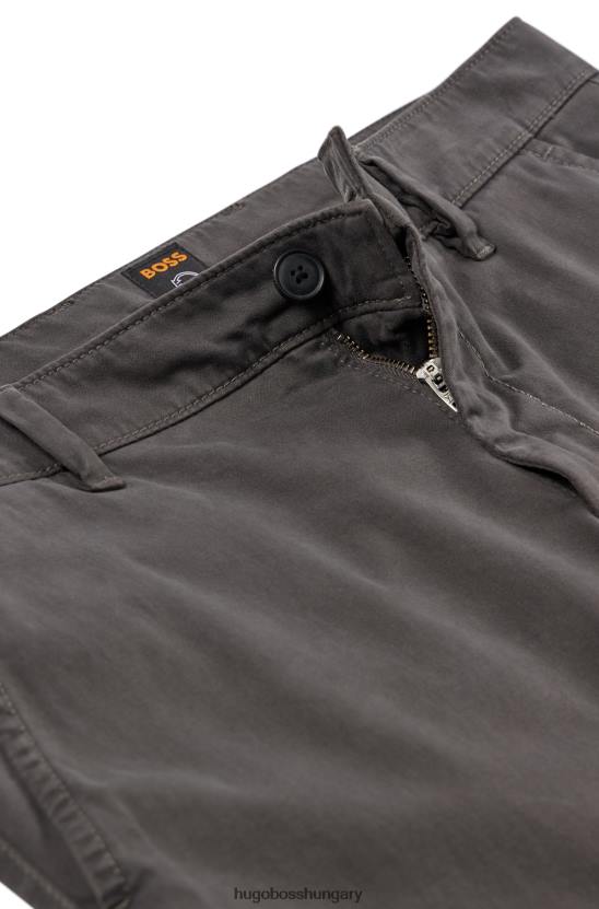Hugo Boss Sötétszürke vékony szabású nadrág sztreccs pamut szatén hugo anyagból 80P6964 sötétszürke