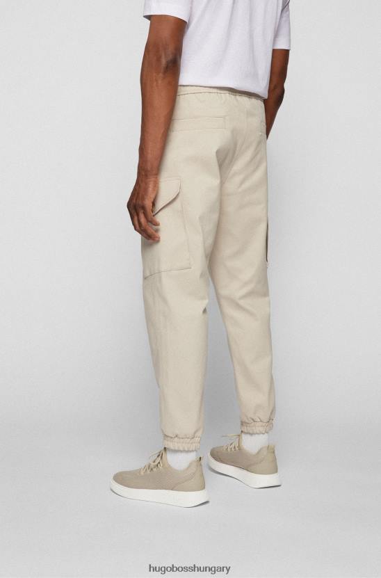Hugo Boss Világos bézs pamutkeverék cargo nadrág egyedi hugo díszítéssel 80P64572 világos bézs