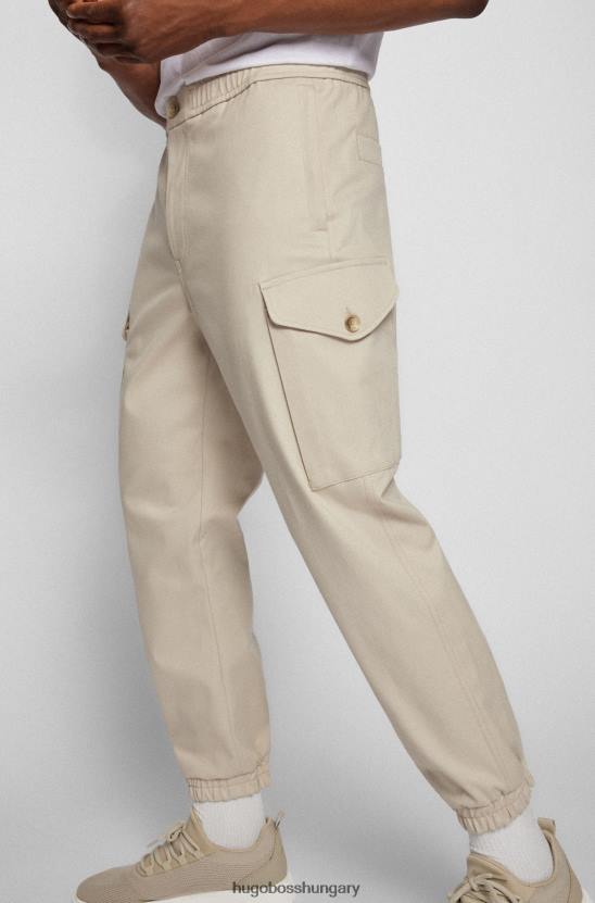Hugo Boss Világos bézs pamutkeverék cargo nadrág egyedi hugo díszítéssel 80P64572 világos bézs