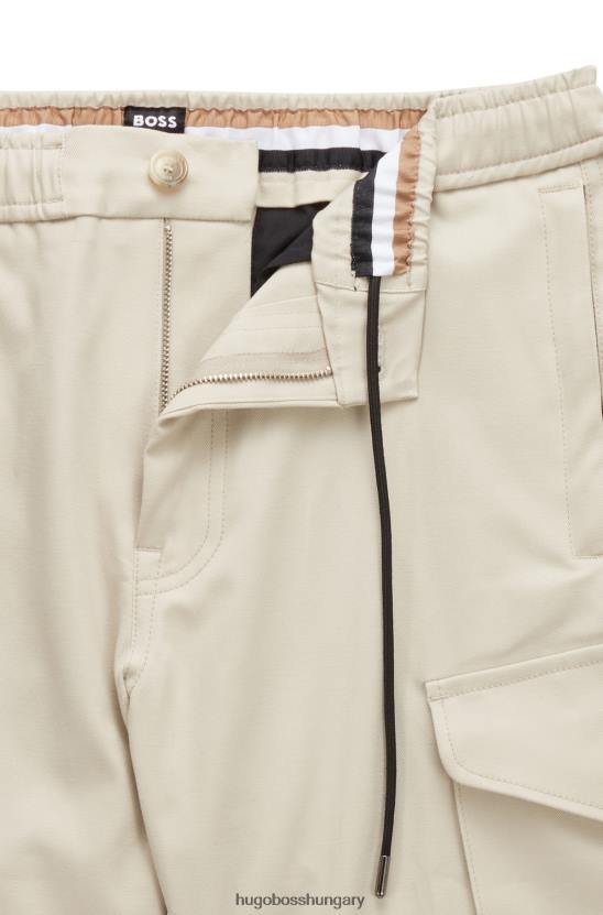 Hugo Boss Világos bézs pamutkeverék cargo nadrág egyedi hugo díszítéssel 80P64572 világos bézs